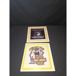 Harley Davidson Vintage‎ 80s Glass Carnival Wins! Lot of 2 Eagle Tazmanian Devil